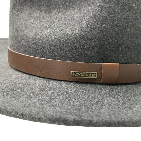 Pendleton 100% Pure Virgin Wool Mens Gray Brown Fedora Western Indiana Jones - Picture 2 of 10